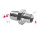 High pressure double nipple with G thread / NPT thread, up to PN 800