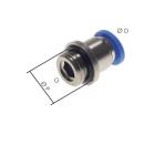 Push-in fittings with cylindrical threads and round body, standard