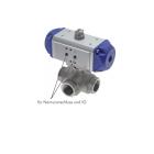 Stainless steel 3-way ball valves with pneumatic rotary actuator, PN 63