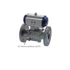 Stainless steel flanged ball valves, 3-piece, with pneumatic rotary actuator, PN 16/40