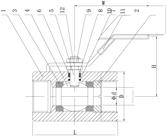 单片式锻造球阀 1-1/2 "