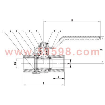 一片式黄铜球阀结构图 一片式黄铜球阀结构图