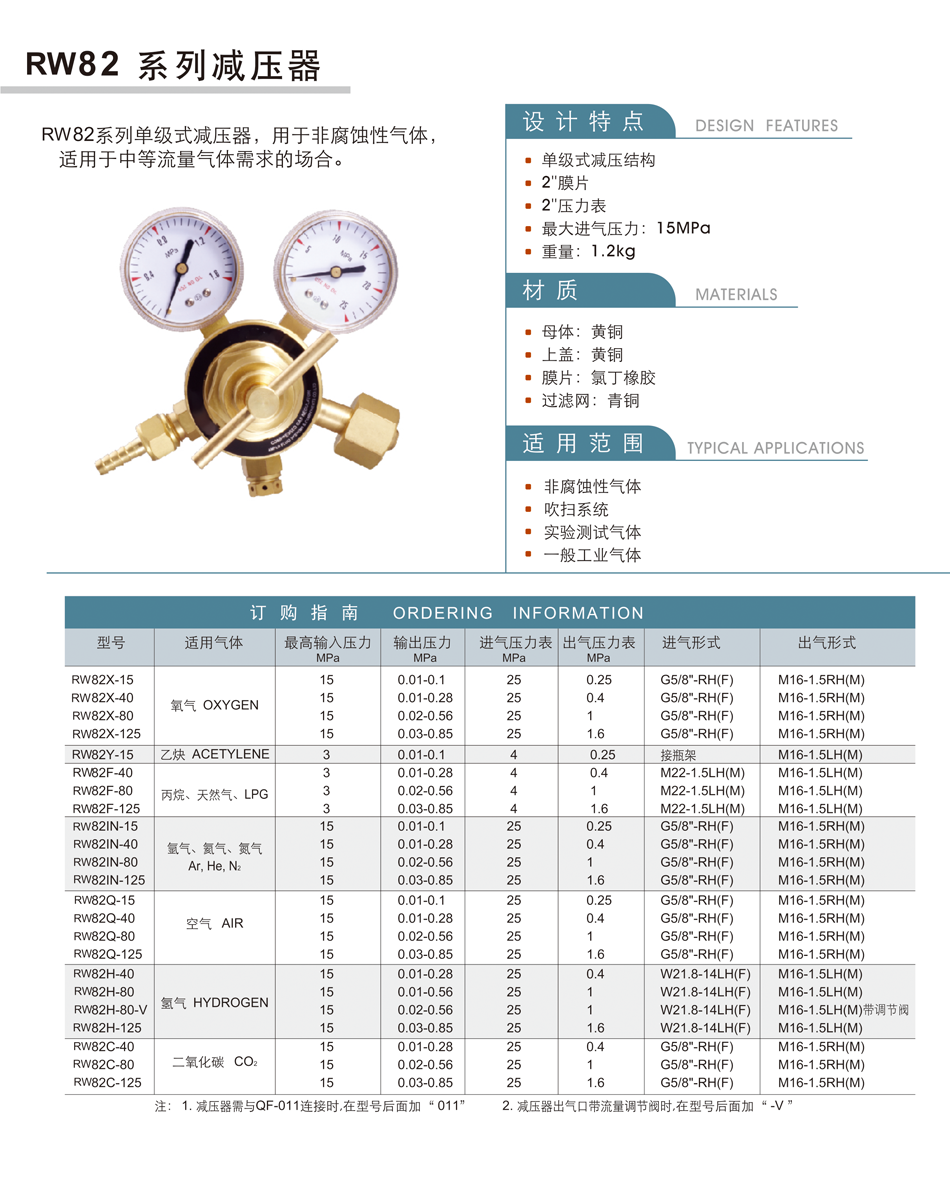 RW82系列减压器;RW82;减压器