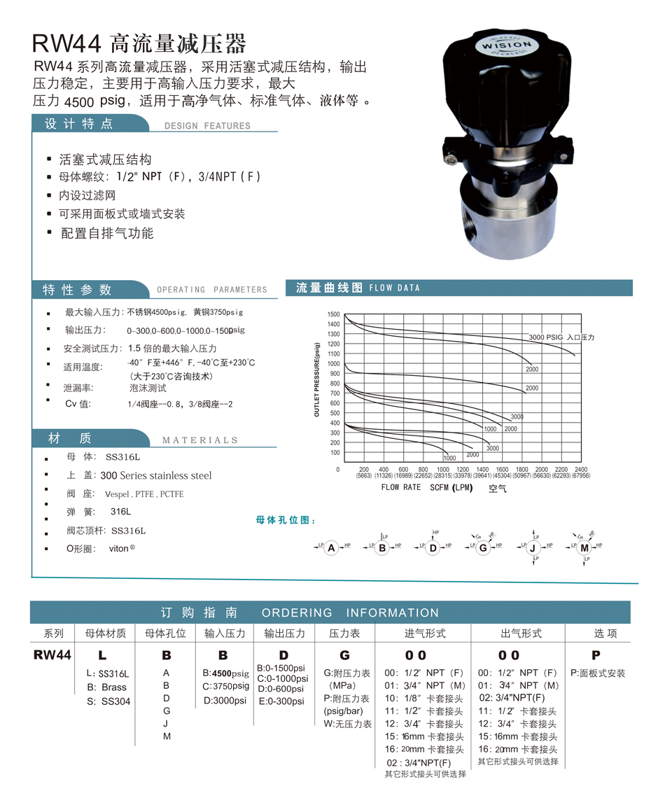 RW44高流量减压器;RW44;高流量减压器